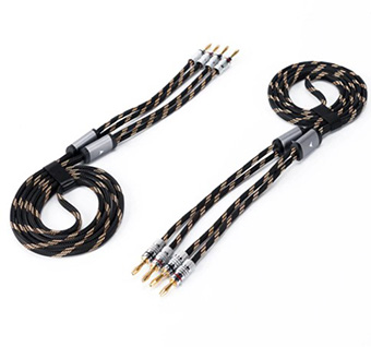 Fosi Audio Speaker Cable สายไฟลำโพง Hi-Fi แบบถักไนลอน 2 แพ็คพร้อมปลั๊กปลายกล้วยเคลือบทอง